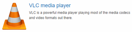VLC cone icon for the media player along with link to download free of charge